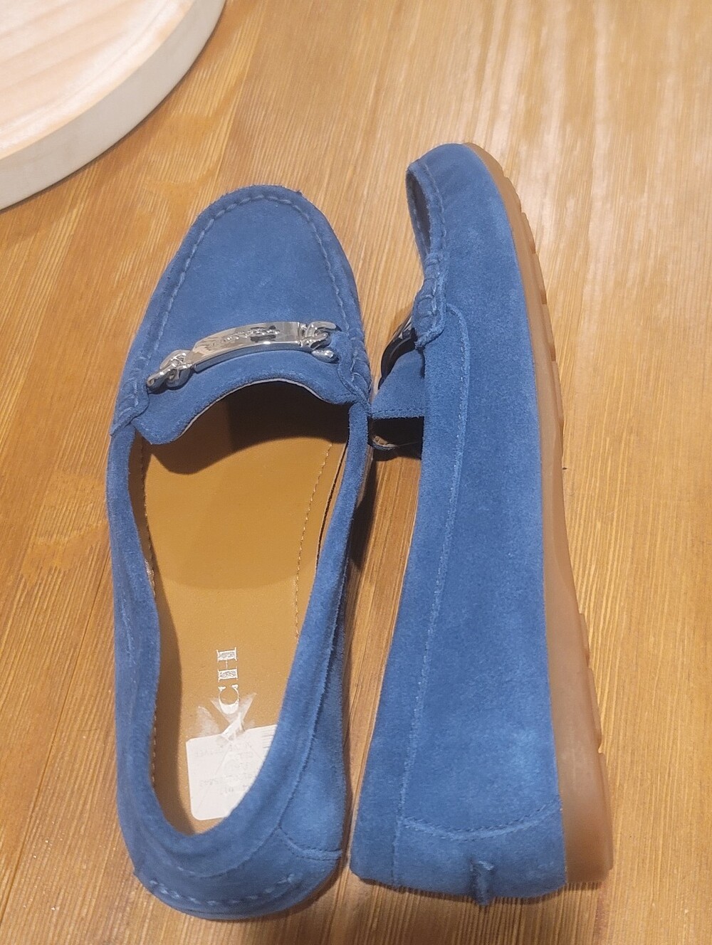 Coach Blue Suede Loafers with Silver Accent 7.5 B - Picture 7 of 10